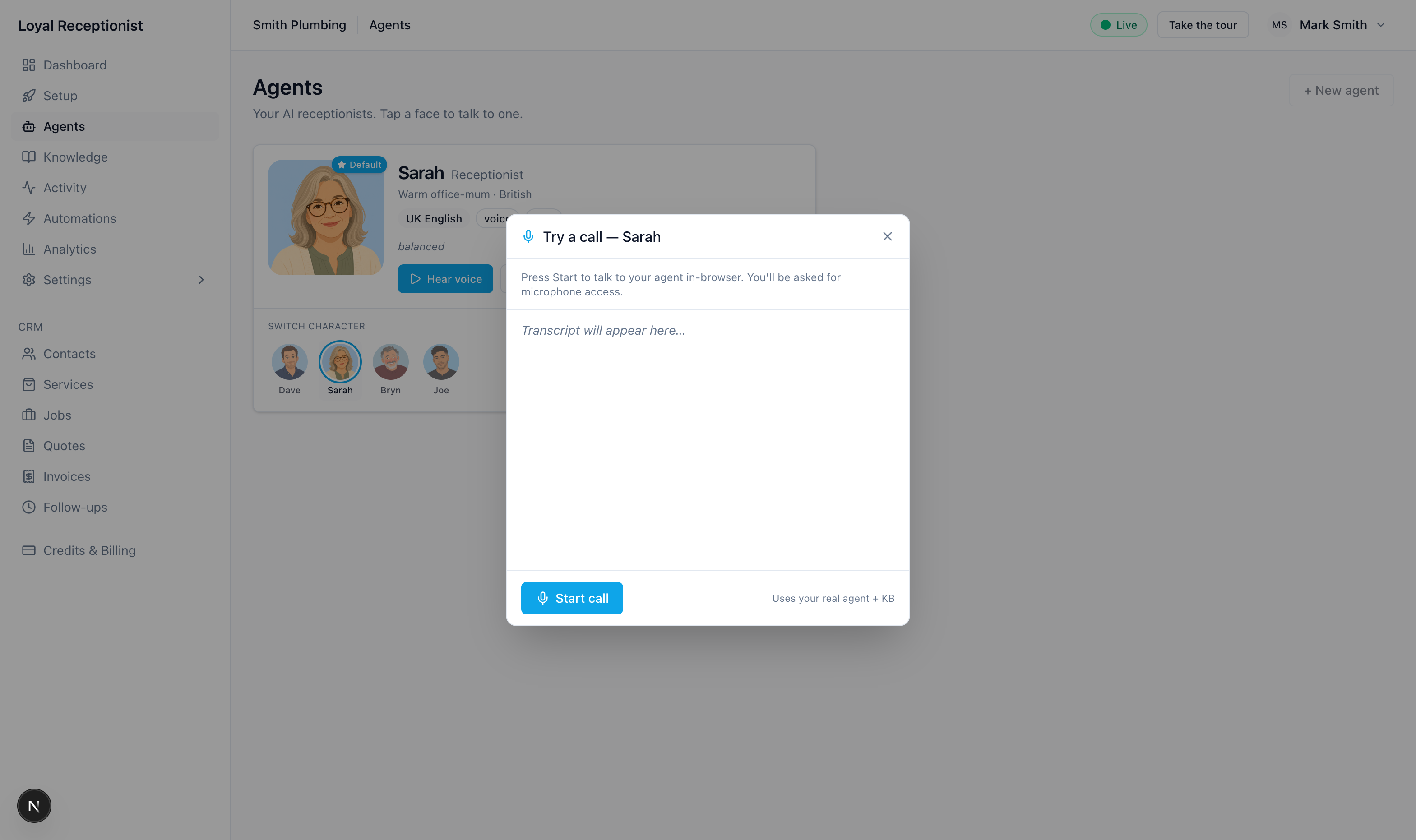 Try a call dialog