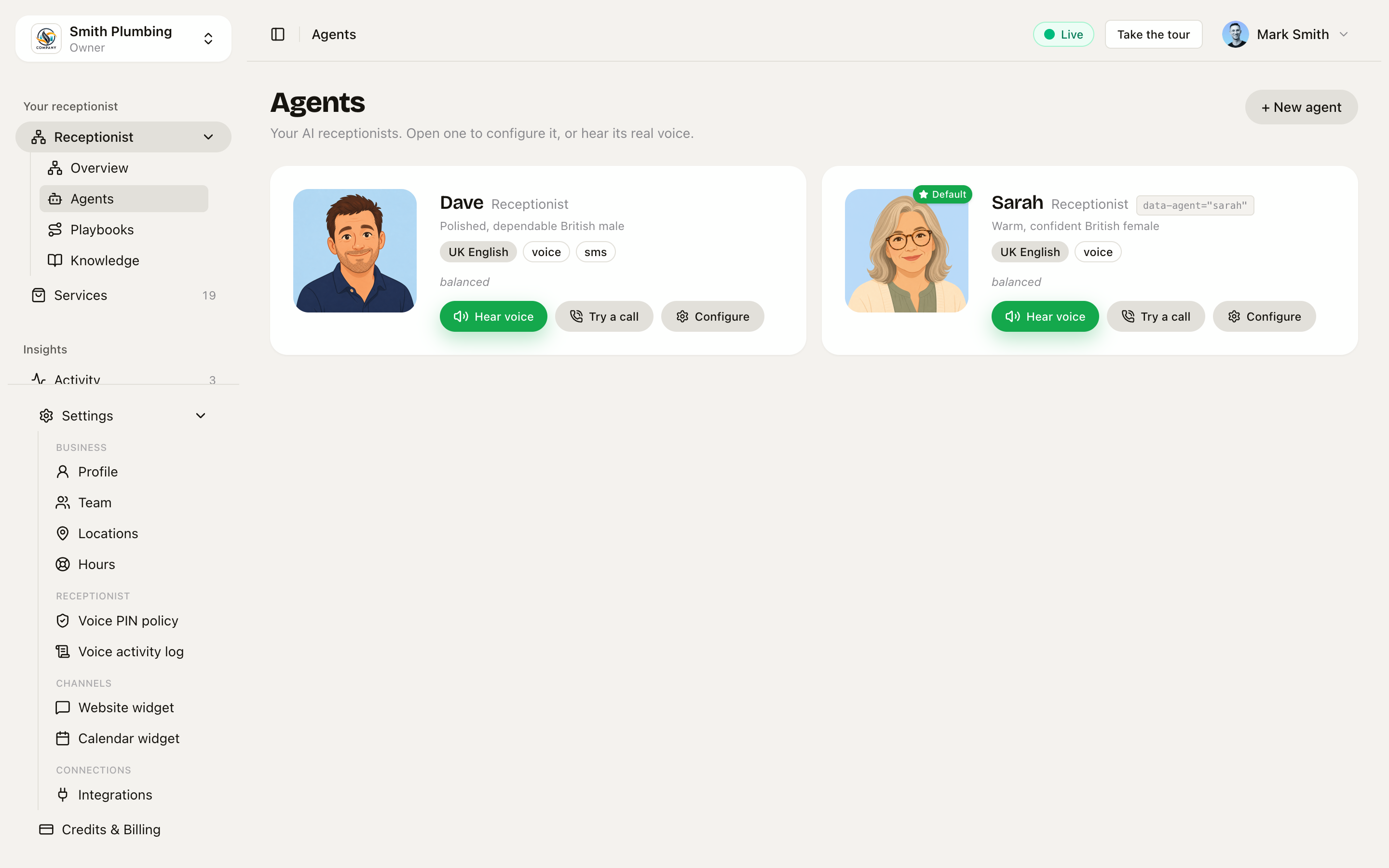Agents listing