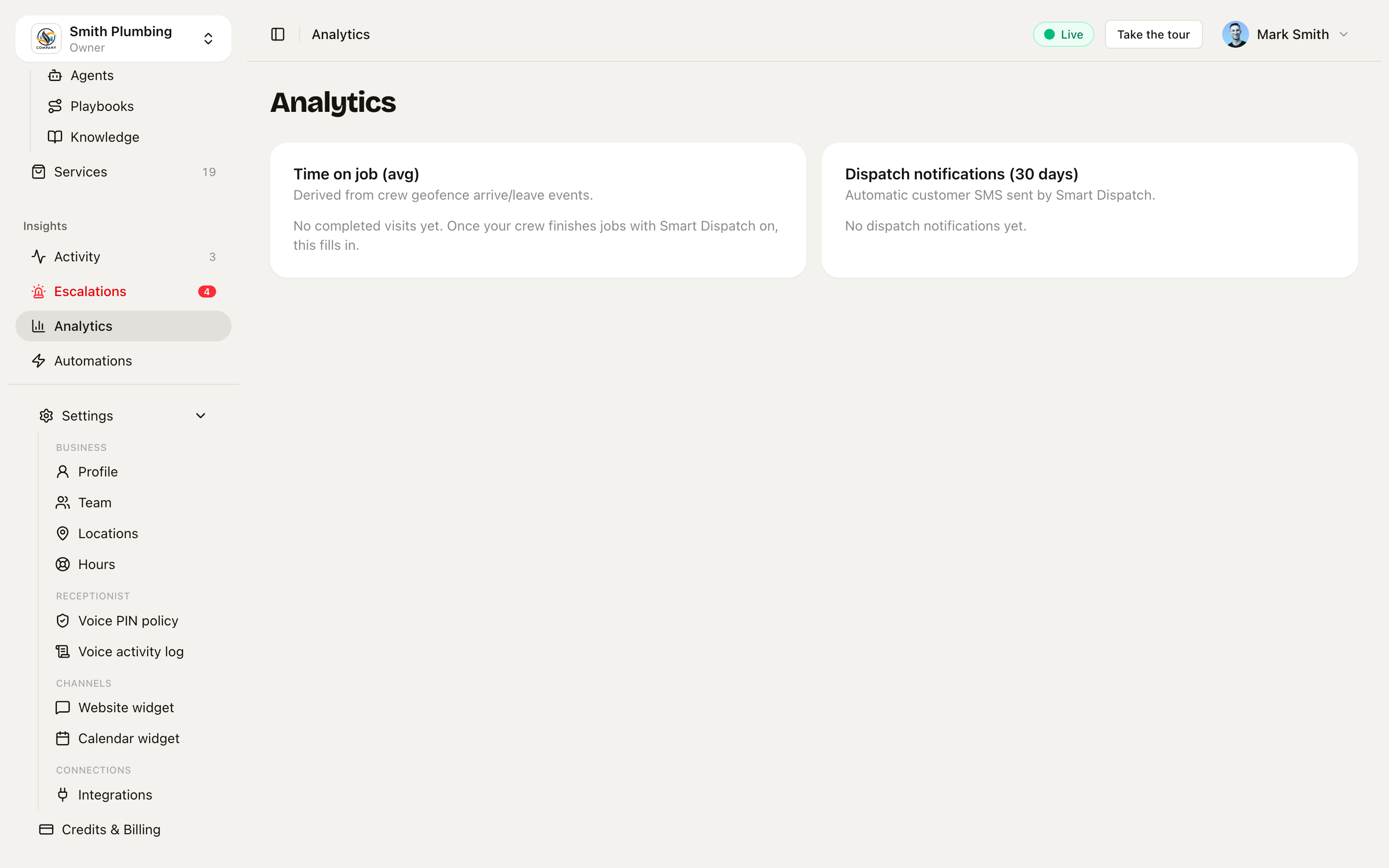 Analytics screen