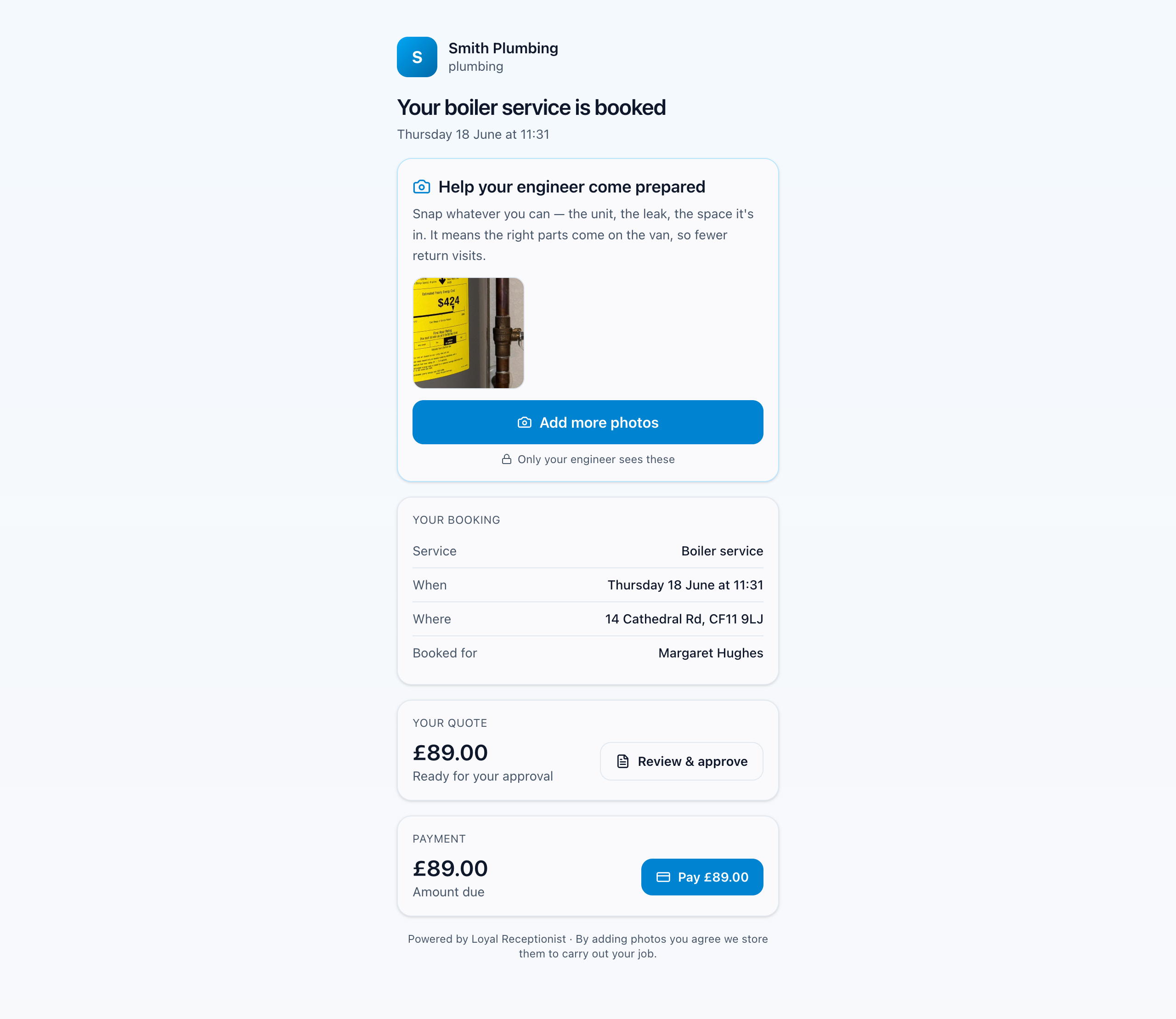 Customer job link
