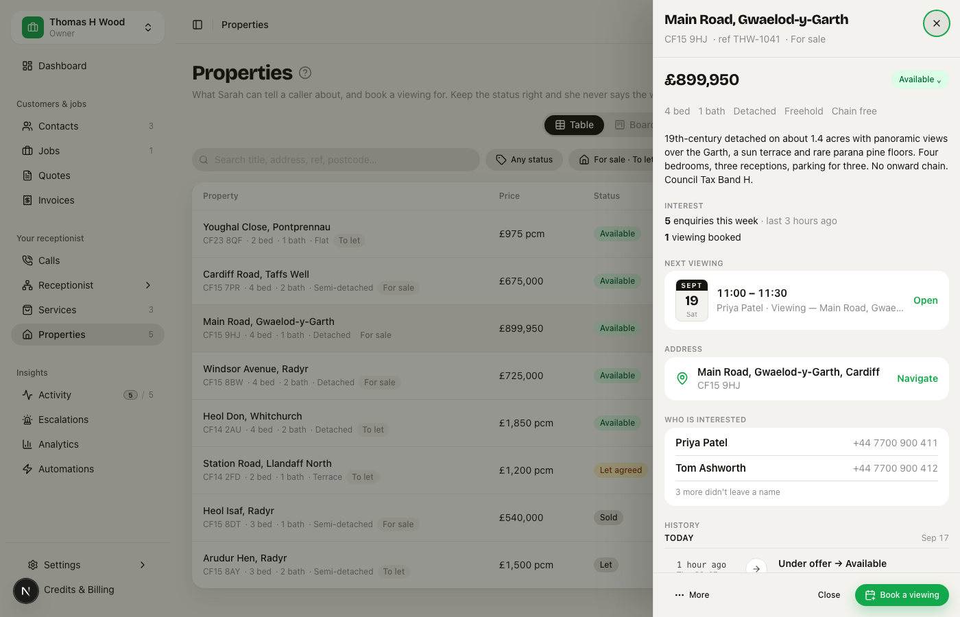 The listing sheet