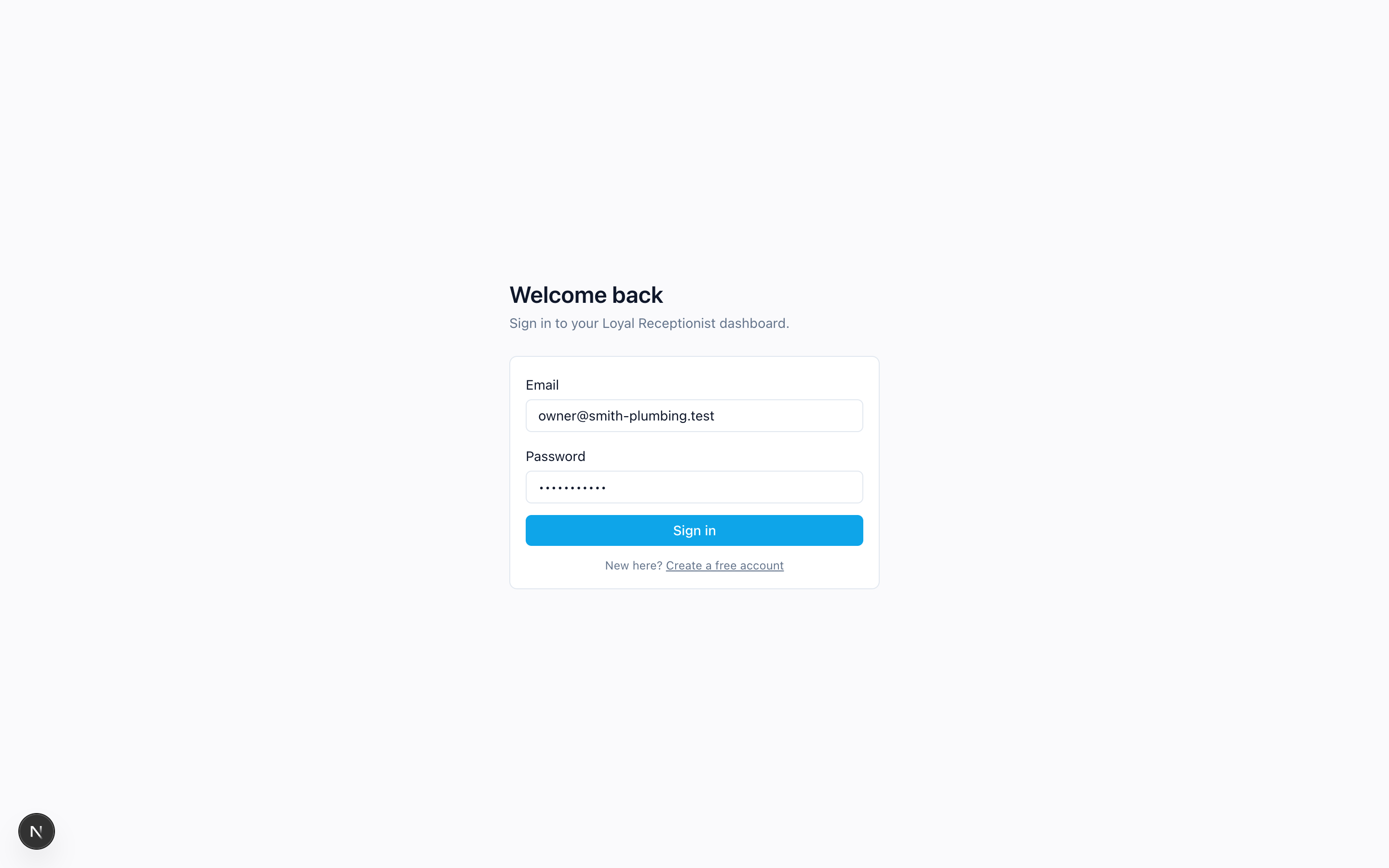 Sign-in screen