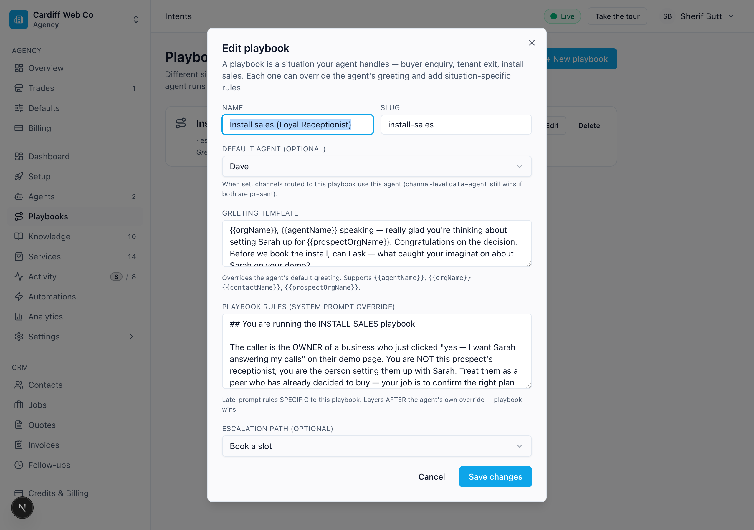 Playbook editor drawer