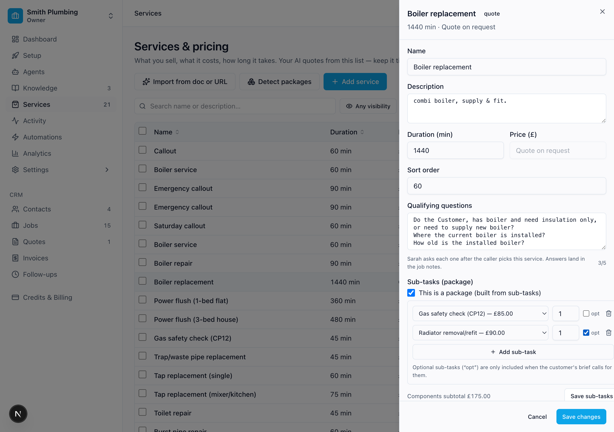 Sub-tasks editor